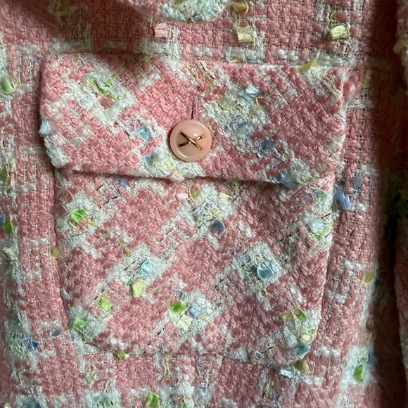 Italy Tweed Pink White and Green Tweed Jacket and skirt set - Picture 5 of 15